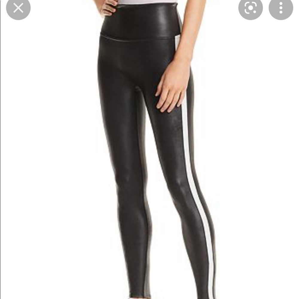 Spanx Faux Leather Side Stripe Leggings Size XL